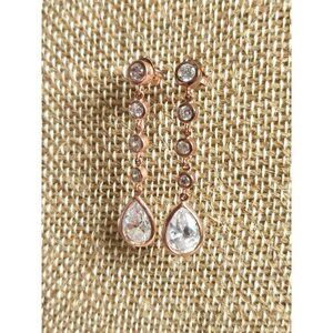 Rose Gold Plated 925 Silver and Crystal Drop Earrings